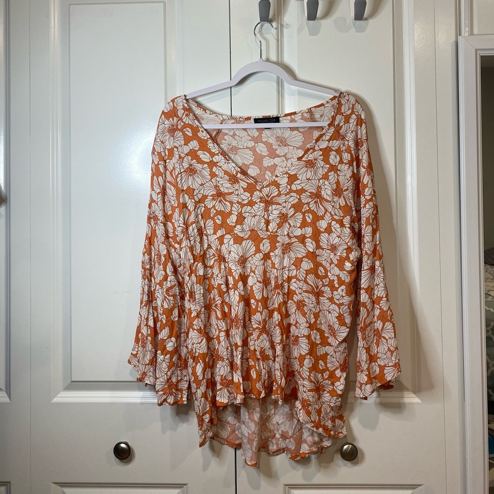 Beautiful brown floral fall sweater blouse